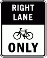 RIGHT LANE ONLY w/BICYCLE (R3-17b)