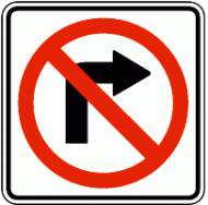 NO RIGHT TURN (R3-1) symbol