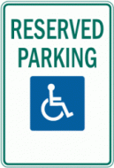RESERVED PARKING (handicap symbol R7-8)