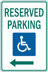 RESERVED PARKING (handicap symbol R7-8l)