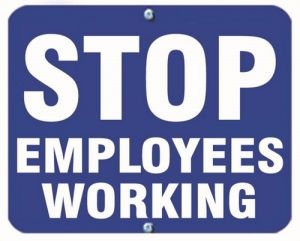 STOP EMPLOYEES WORKING - Blue Flag OSHA Sign