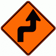 REVERSE TURN (W1-3R) Construction Sign