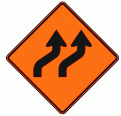 DOUBLE RIGHT REVERSE CURVE (W1-4B) Construction Sign