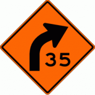 CURVE with ADVISORY SPEED (W1-2a) Construction Sign