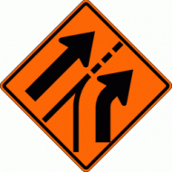 ENTERING ADDED LANE (W4-6) Construction Sign