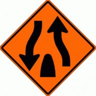 DIVIDED HIGHWAY ENDS (W6-2) Construction Sign