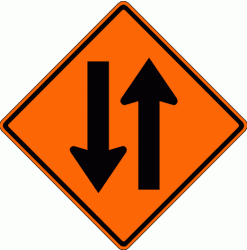 TWO-WAY TRAFFIC (W6-3) Construction Sign