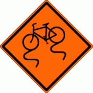 SLIPPERY WHEN WET (W8-10) Bicycle Symbol