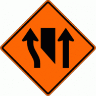 CENTER LANE CLOSED (W9-3a) Construction Sign